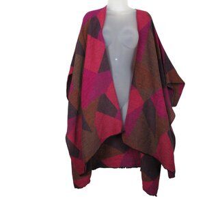 Chico's Women's Cape Ruana Colorblock Vibrant Size O/S Flowing Boho Artistic